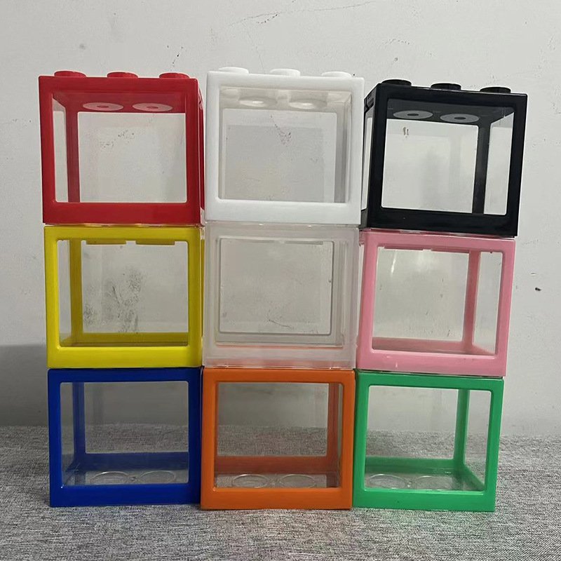 Building Block Shape Acrylic MINI Desktop Turtle Tank Aquarium For Nano Fish Goldfish Modular Stackable Small Betta Fish Tank