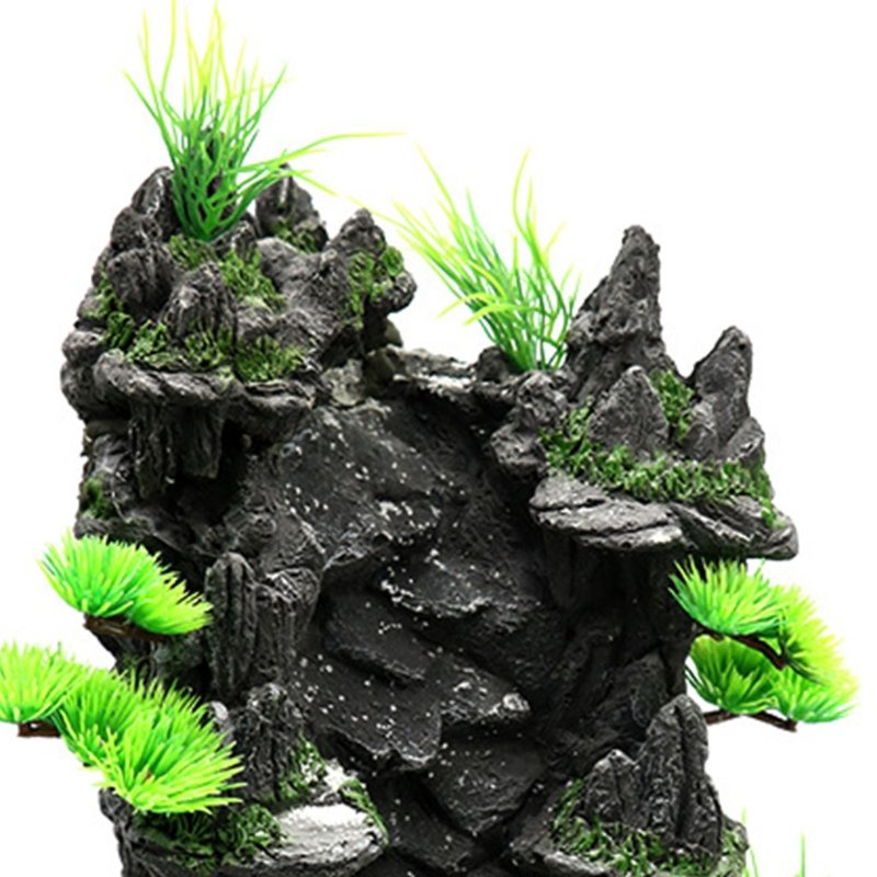 Aquarium Mountain View Stone Ornament Rock Waterfall with White Sand Landscape Fish Tanks Resin Decor
