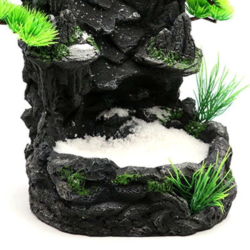 Aquarium Mountain View Stone Ornament Rock Waterfall with White Sand Landscape Fish Tanks Resin Decor