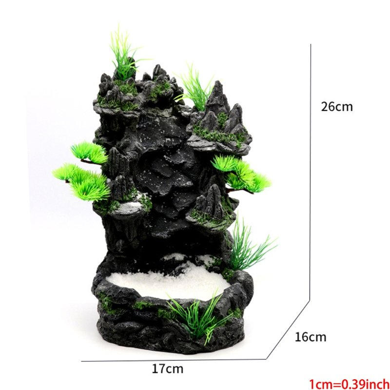 Aquarium Mountain View Stone Ornament Rock Waterfall with White Sand Landscape Fish Tanks Resin Decor
