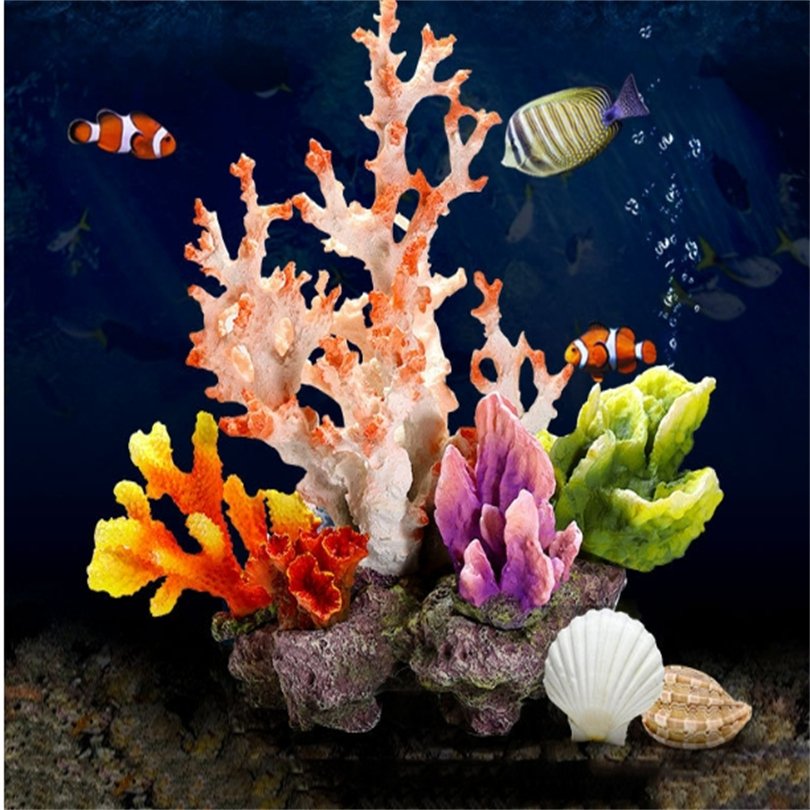 Fish tank rockery coral landscape aquarium simulation decoration water grass coral reef water scenery resin coral