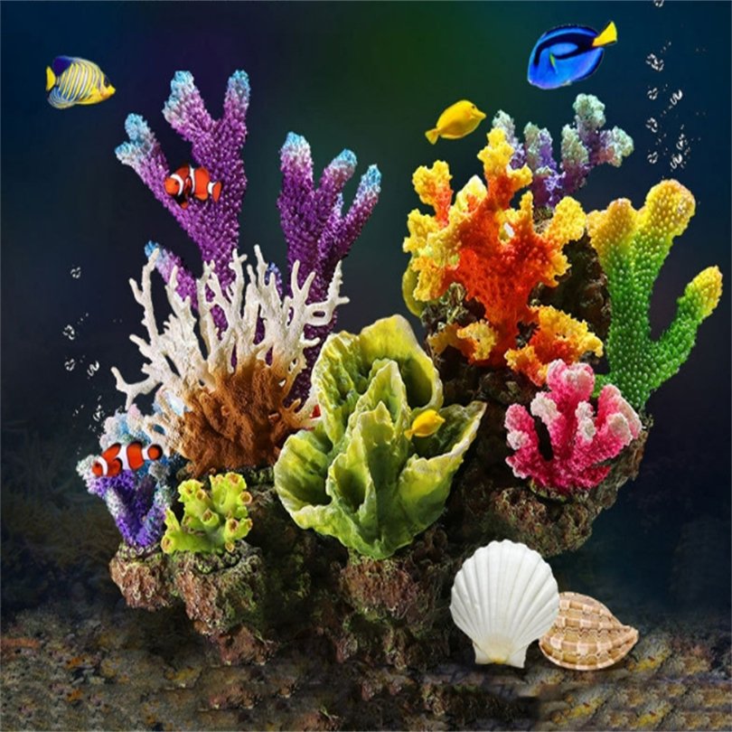 Fish tank rockery coral landscape aquarium simulation decoration water grass coral reef water scenery resin coral