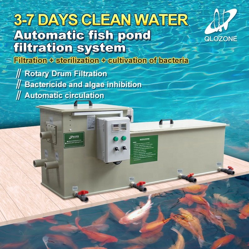 QihangRAS aquarium fish tank filtration system 10m3/h koi pond filter ycm-b2c combi drum filter for koi