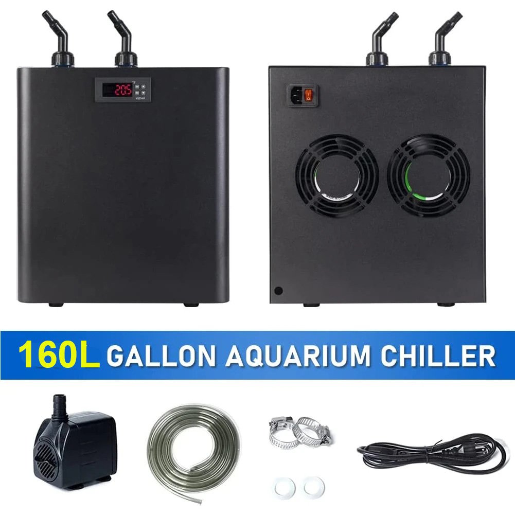 Aquarium 1/10 Water Chiller Hydroponics System Quiet Compressor Cooling Home Use Saltwater Freshwater Fish Tanks Accessories
