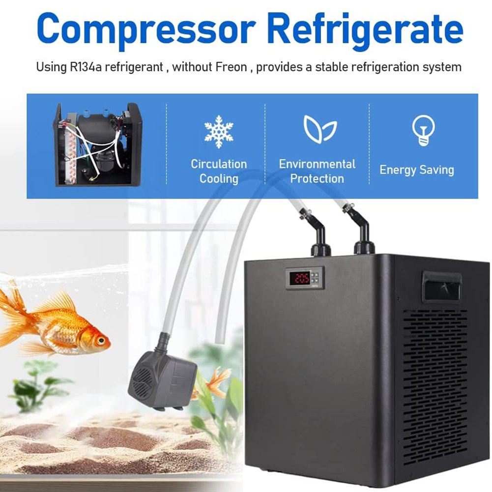 Aquarium 1/10 Water Chiller Hydroponics System Quiet Compressor Cooling Home Use Saltwater Freshwater Fish Tanks Accessories