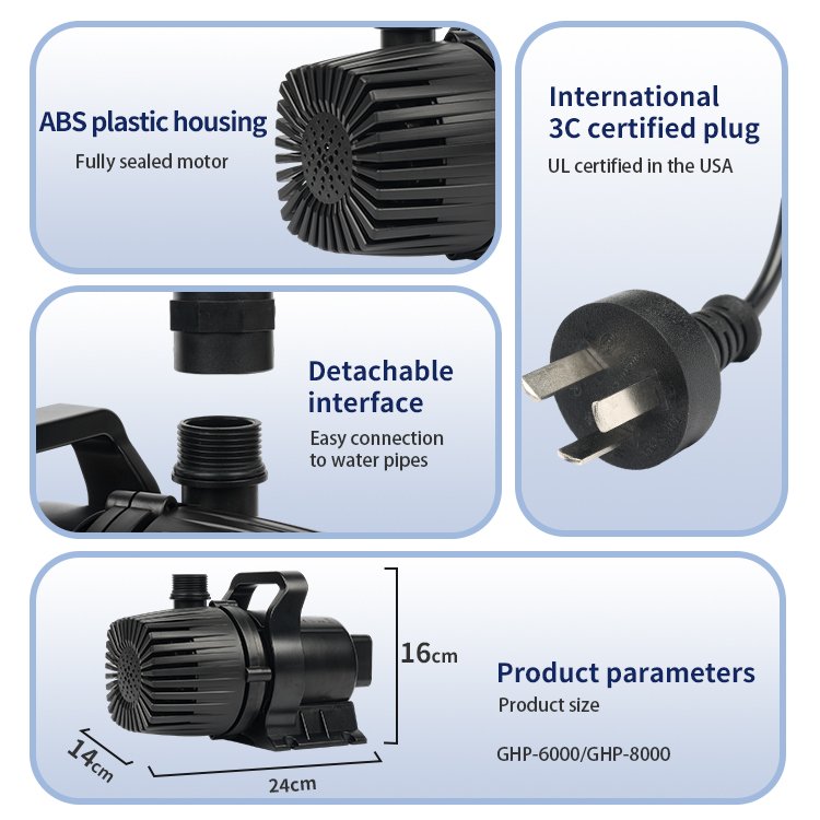 Resun GHP-8000 Plastic Amphibious Submersible Water Pump for Aquarium for Freshwater and Marine Water Systems