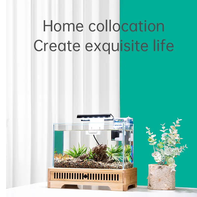 Fish Tank Aquarium Desktop Living Room Home Free Water Change Small self-circulating Glass Landscaping Ecological Goldfish Tank