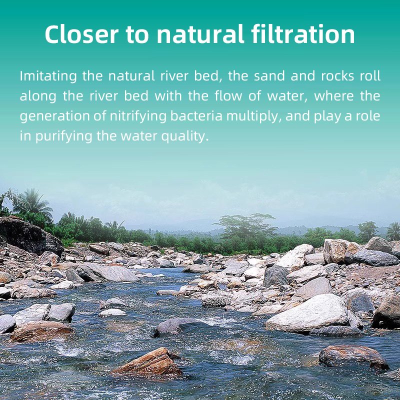 QANVEE aquarium liquefied moving bed filter with air stone and sponge filter for aquarium fish tank
