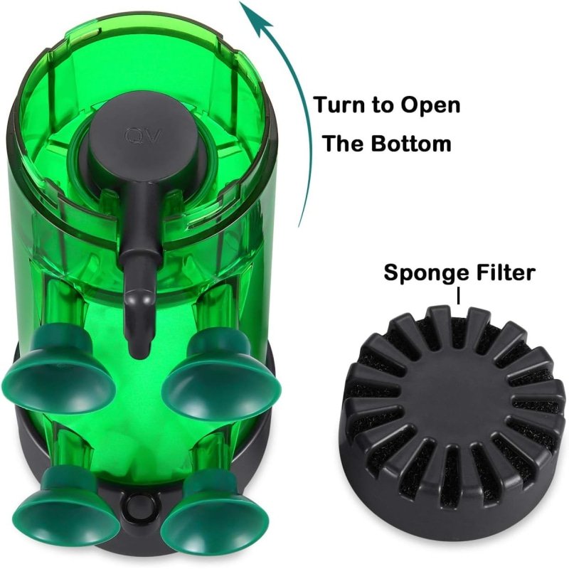 QANVEE aquarium liquefied moving bed filter with air stone and sponge filter for aquarium fish tank