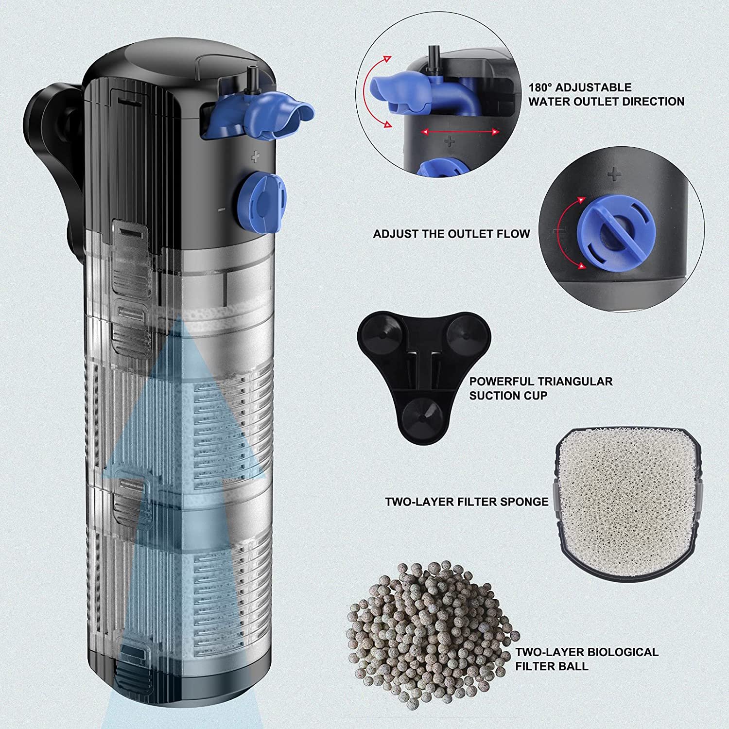 Aquarium Fish Tank Filter 8w Internal Filter Pump for 40-120 Gallon Salt Water Fresh Water Coral Tank top filter aquarium