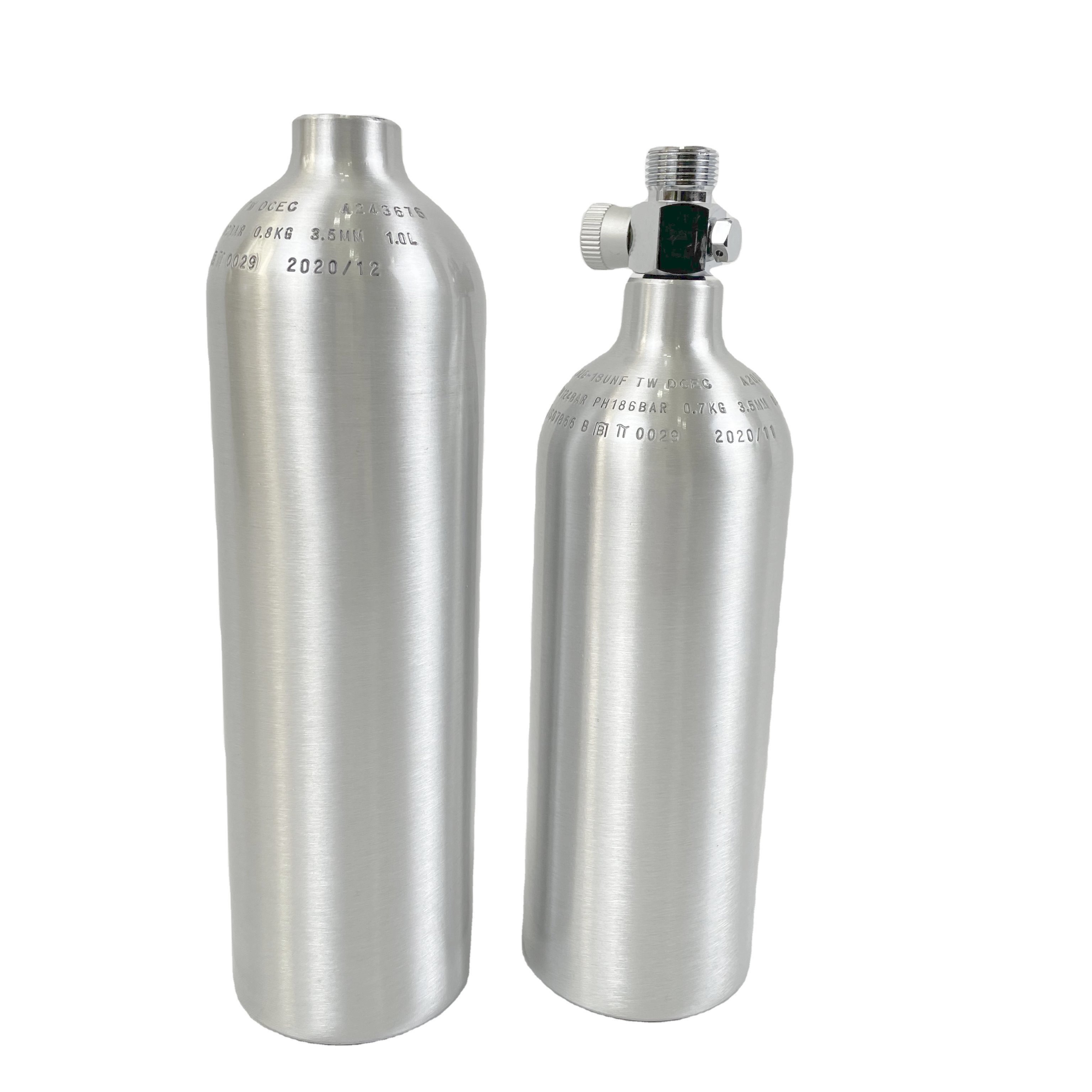 1L CO2 system Aluminum Tank with w21.8 face side valve