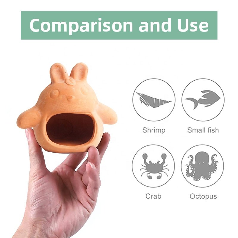 Red Terracotta Frog Shape Aquarium Fish Breeding Cave Shrimp Breeding Shelter Aquarium Pleco Cave Breeding