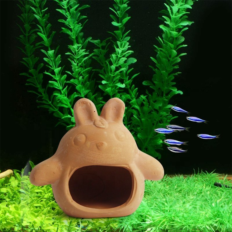 Red Terracotta Frog Shape Aquarium Fish Breeding Cave Shrimp Breeding Shelter Aquarium Pleco Cave Breeding