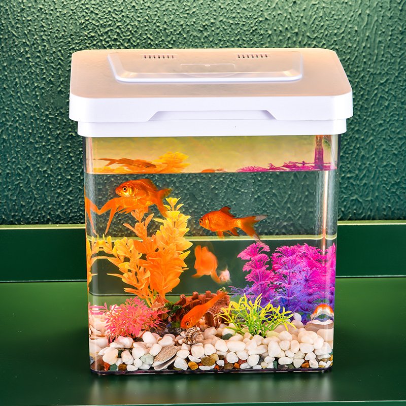 High-Definition Transparent Flip Fish Tank Micro-View Ecological Landscaping Aquarium with Special Tortoise Tank