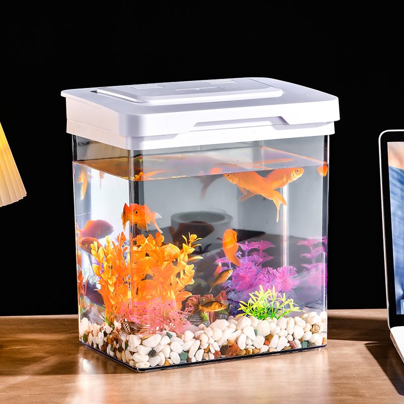 High-Definition Transparent Flip Fish Tank Micro-View Ecological Landscaping Aquarium with Special Tortoise Tank