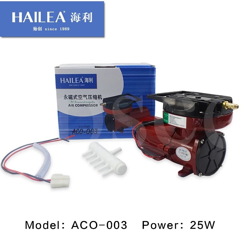 60L/min HAILEA ACO-003 DC 12V Permanent Electromagnetic Air Compressor for Hydroponics Pond Aquarium Fish Tank Oxygen Air Pump 6