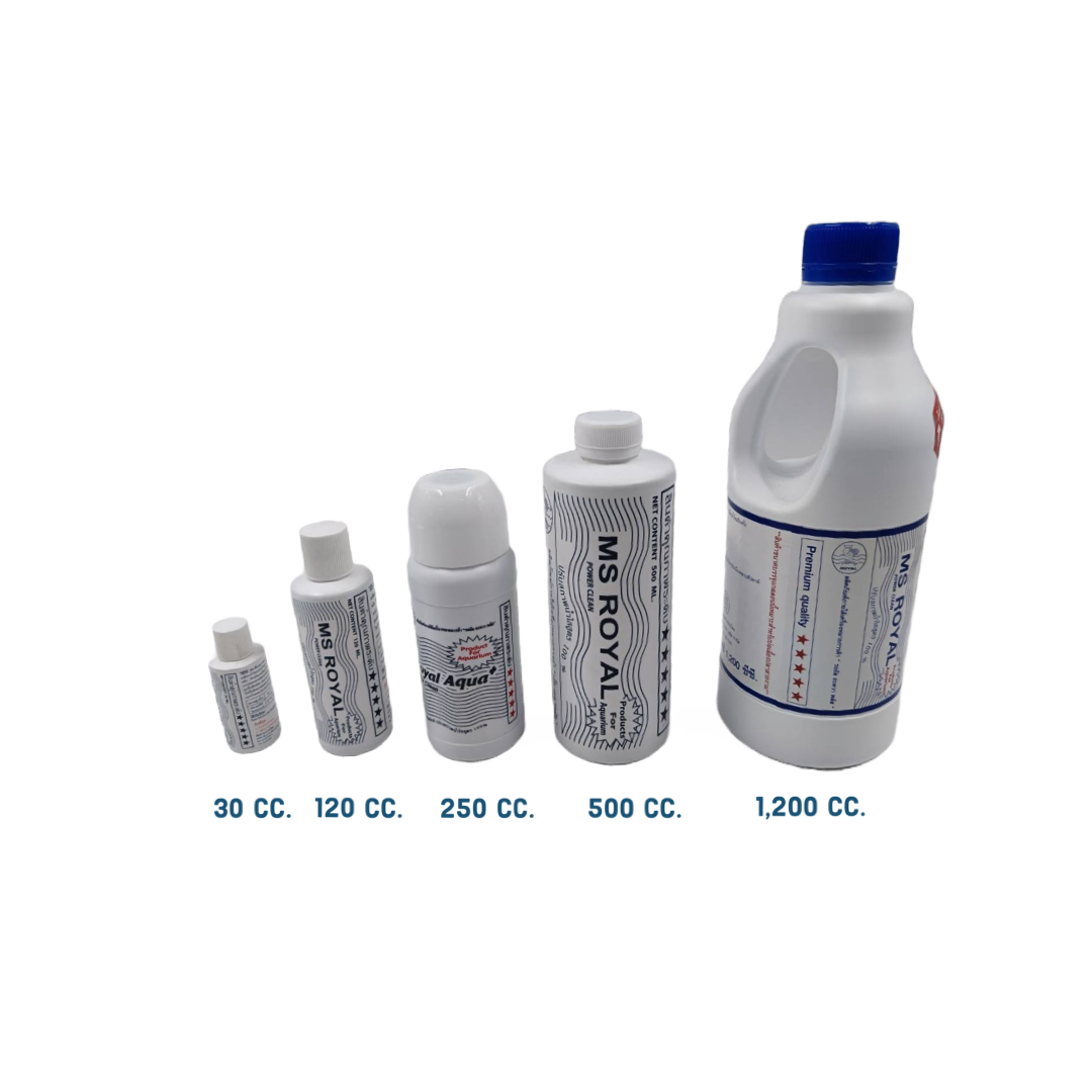 Royal Aqua+ Power Clean Clarifying Formula 100% Plastic Aquarium Cleaning Product 120ml/Dozen Box Packing