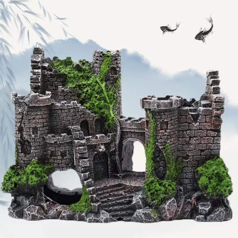 Creative castle modeling fish and shrimp crossing the shelter aquarium fish tank accessories decorations