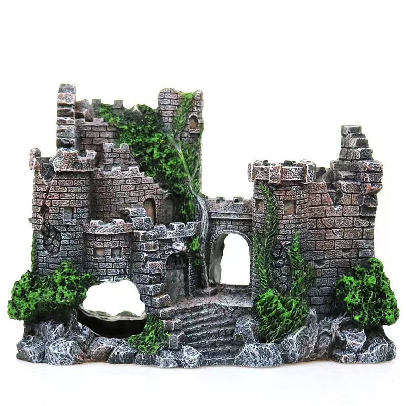 Creative castle modeling fish and shrimp crossing the shelter aquarium fish tank accessories decorations