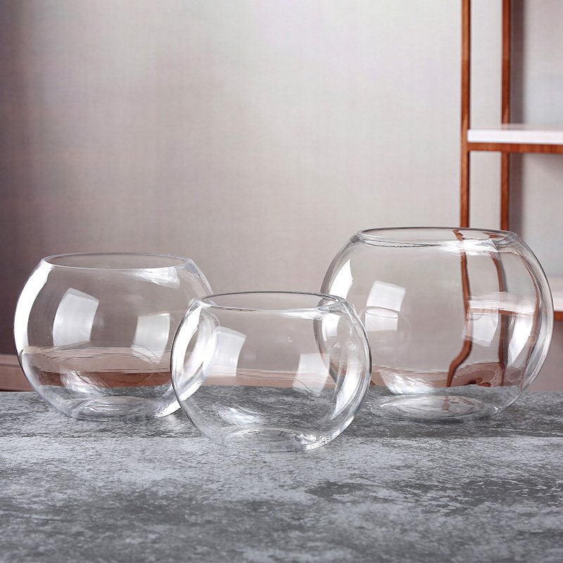 Clear Large Round Glass Fish Tank Fish Bowl Aquarium