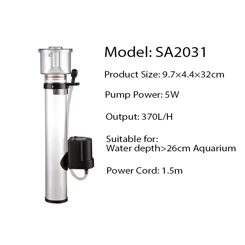 WEIPRO Adjustable Water Flow Hanging on Plastic Aquarium Protein Skimmer with 5W AC Water Pump for Saltwater Reef Fish Tank