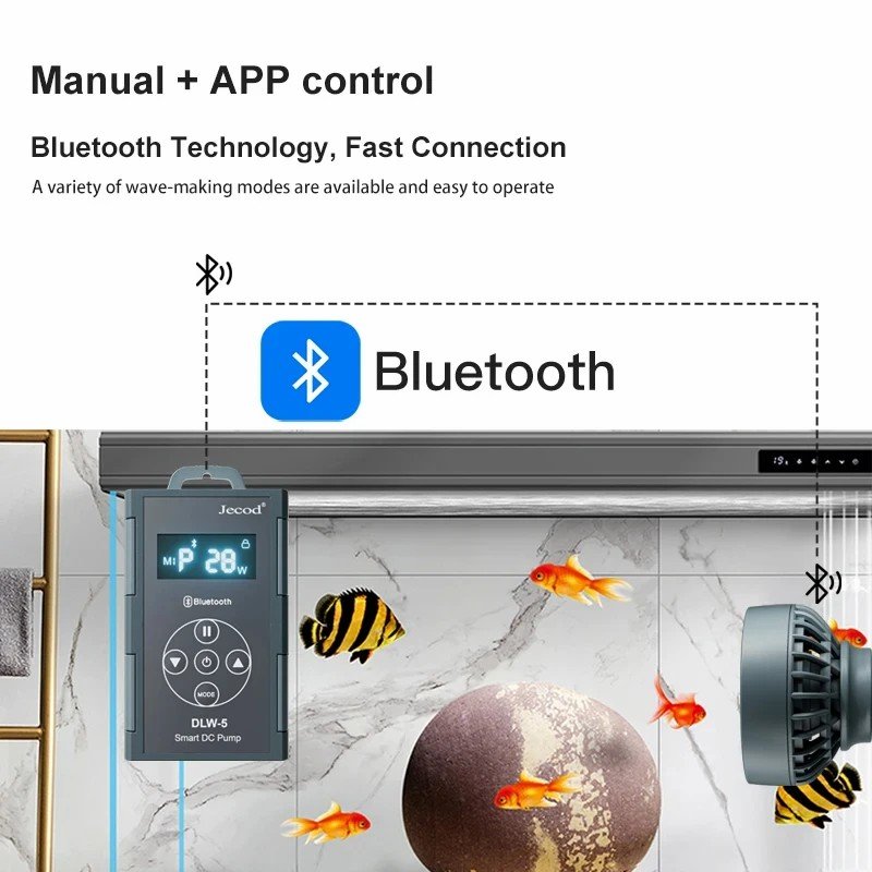 Jebao Jecod 2024 New DLW Series Bluetooth Aquarium Wave Pump App Control DC Saltwater Fish Tank Intelligent Mute Water Pump