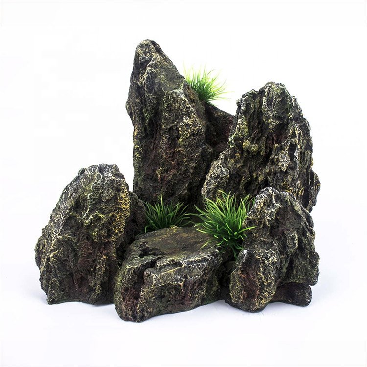 Mountain View Decor Aquarium Rockery Landscape Ornament, Rock Cave Hiding For Fish Tank Decoration