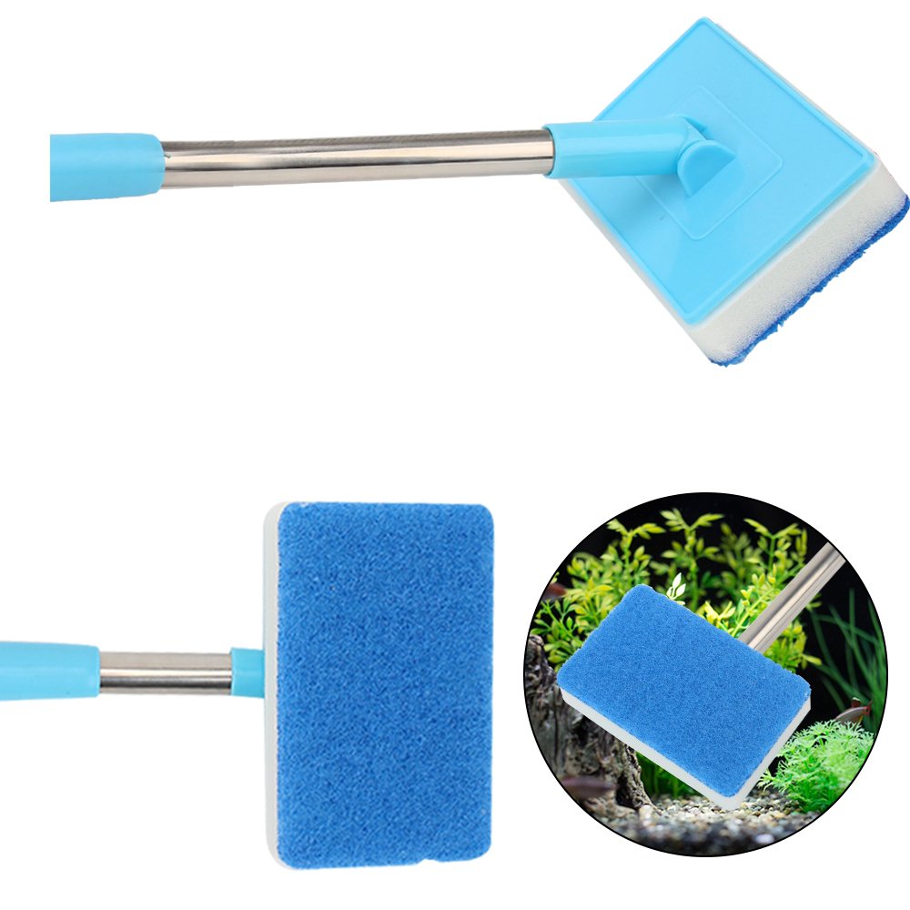 Super Long Handle 180 adjustable Cleaner Scrubber Aquarium Fish Tank Glass Window Algae Double-Sided Sponge Cleaning Brush
