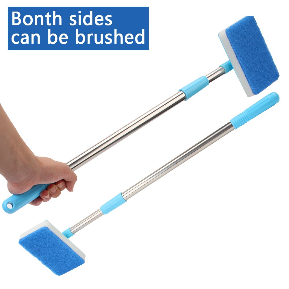 Super Long Handle 180 adjustable Cleaner Scrubber Aquarium Fish Tank Glass Window Algae Double-Sided Sponge Cleaning Brush