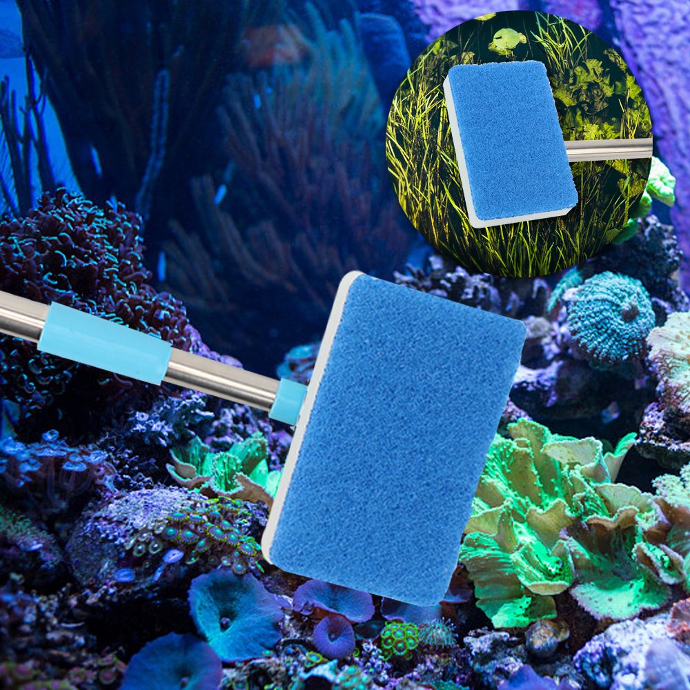 Super Long Handle 180 adjustable Cleaner Scrubber Aquarium Fish Tank Glass Window Algae Double-Sided Sponge Cleaning Brush