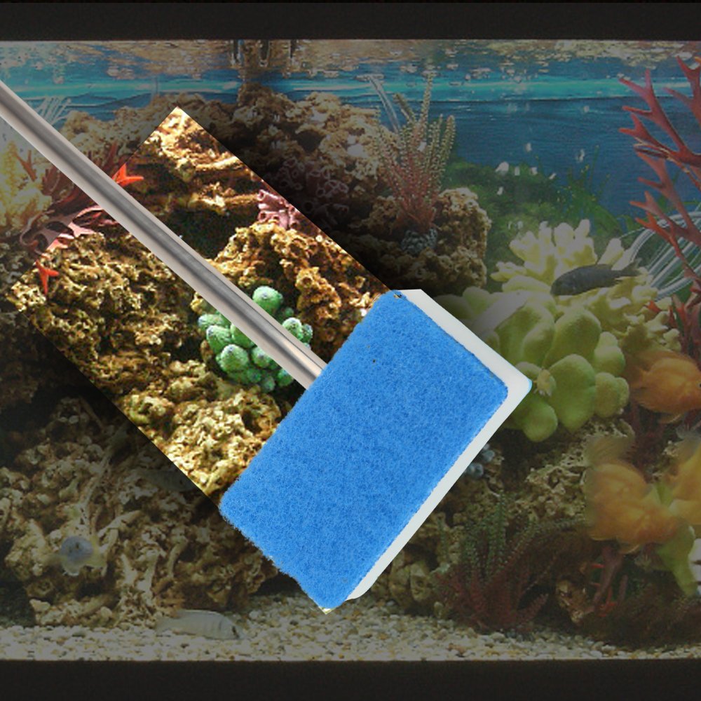 Super Long Handle 180 adjustable Cleaner Scrubber Aquarium Fish Tank Glass Window Algae Double-Sided Sponge Cleaning Brush