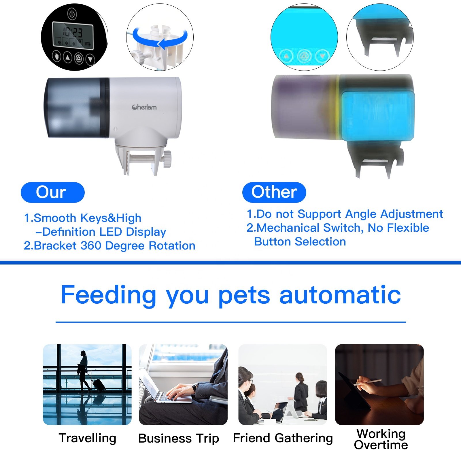 Factory custom wholesale cost Aquarium Tank Fish farm Feeder Digital LCD Automatic smart Electronic Timer Feeder