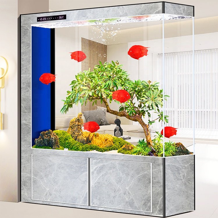 1.5m 1.8m 2.4 m Super Clear Glass Aquarium Living Room Professional Fish Tank With Bottom Cabinet