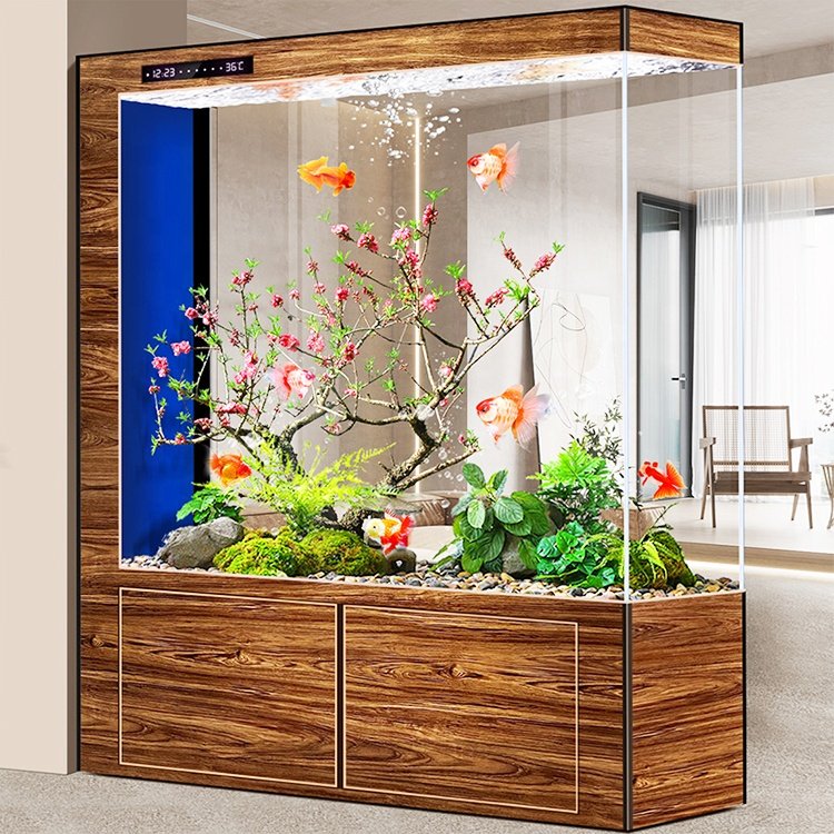 1.5m 1.8m 2.4 m Super Clear Glass Aquarium Living Room Professional Fish Tank With Bottom Cabinet