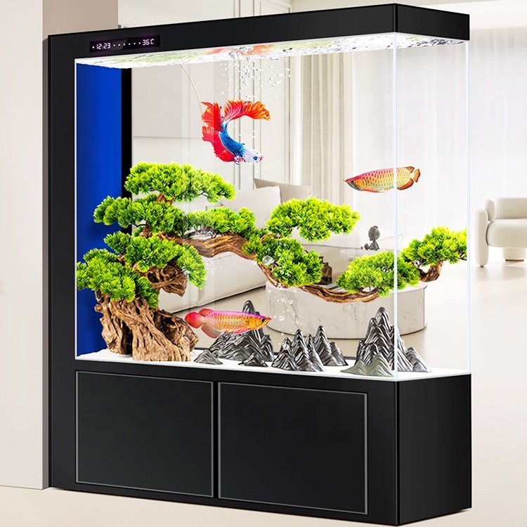 1.5m 1.8m 2.4 m Super Clear Glass Aquarium Living Room Professional Fish Tank With Bottom Cabinet