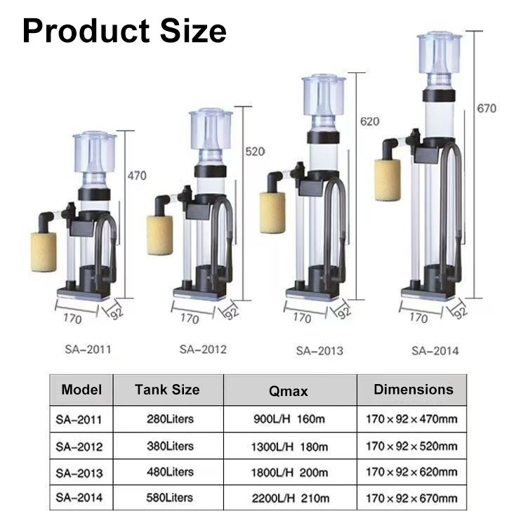 Factory Wholesale Plastic Large Hang on Aquarium Protein Skimmer with 21W/30W Water Pump for Freshwater Seawater Fish Tank