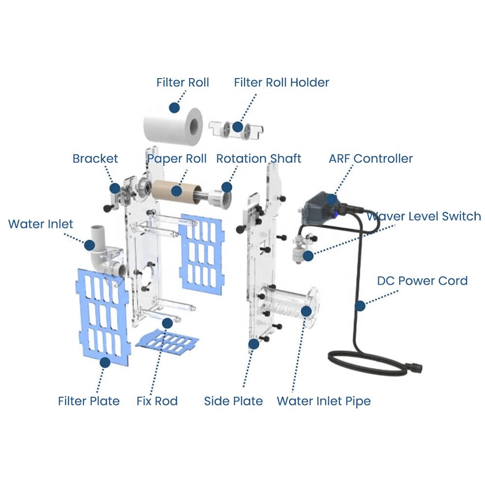 Bubble Magus ARF-S/M/L G2 Automatic Aquarium Roller Filter Fish Tank Auto Fleece Sump Filtration System