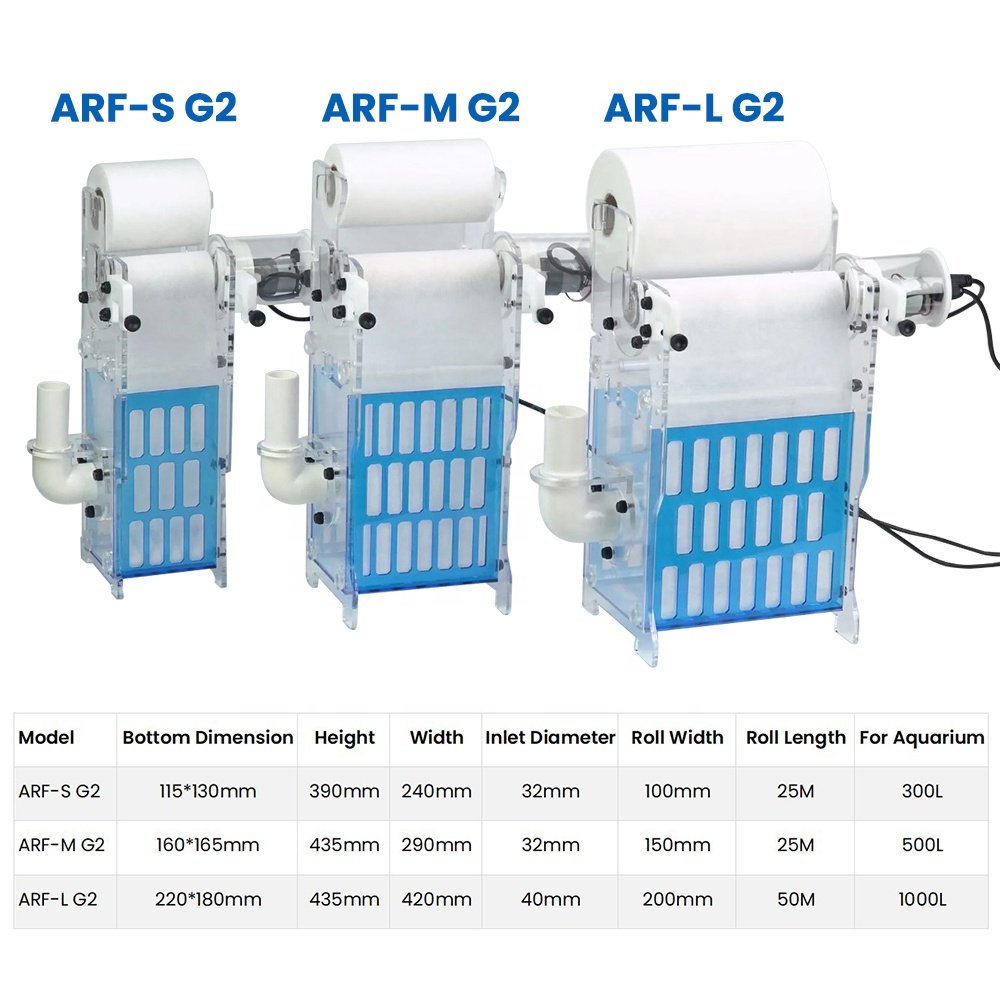 Bubble Magus ARF-S/M/L G2 Automatic Aquarium Roller Filter Fish Tank Auto Fleece Sump Filtration System
