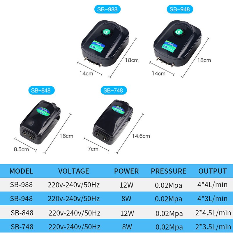 SOBO Fish Tank Oxygen Air Pump Adjustable Air Flow Aquarium Air Compressor For Fishbolw Fish Tanks Aquariums Oxygenation Pumps
