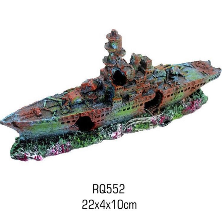 New Aquarium Ship Wreck Ornament Destroyer Navy War Boat Fish Tank Cave Decor