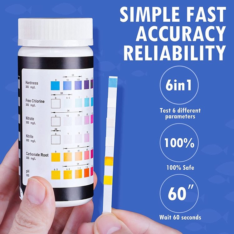 6 in 1 Water Test Kit for Aquariums Pond Water & Fish Tanks-Freshwater & Saltwater
