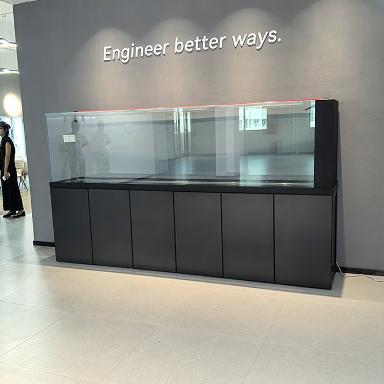 Rectangular Large Custom big Ultra Black Glass fish tank aquarium Aluminum base cabinet