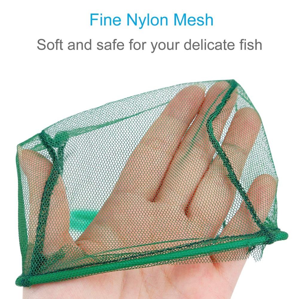 4 Inch Aquarium Net Fine Mesh Small Fish Catch Nets with Plastic Handle - Green