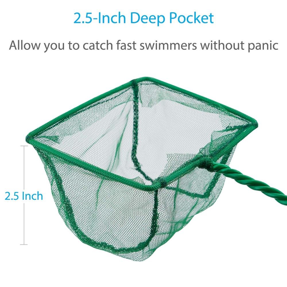 4 Inch Aquarium Net Fine Mesh Small Fish Catch Nets with Plastic Handle - Green