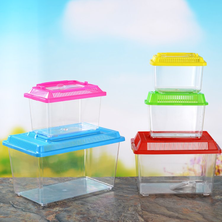 Ponz Series Luxury Plastic Fish Tank Custom Volume with Feeding Window Crystal PET Home for Turtles Water Usage