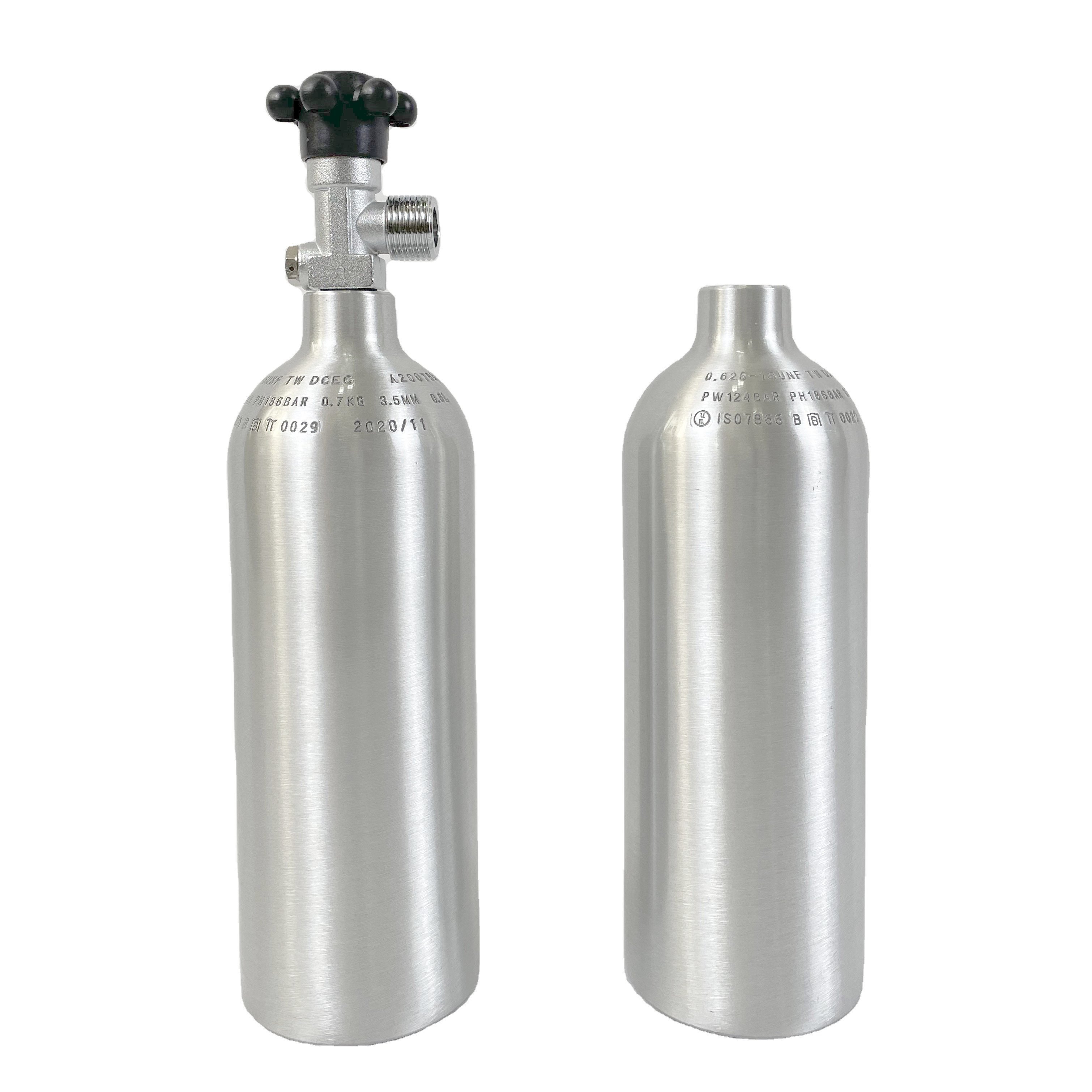 ISO7866 24oz Aluminum aquarium co2 system Cylinder with w21.8 handle lateral valve