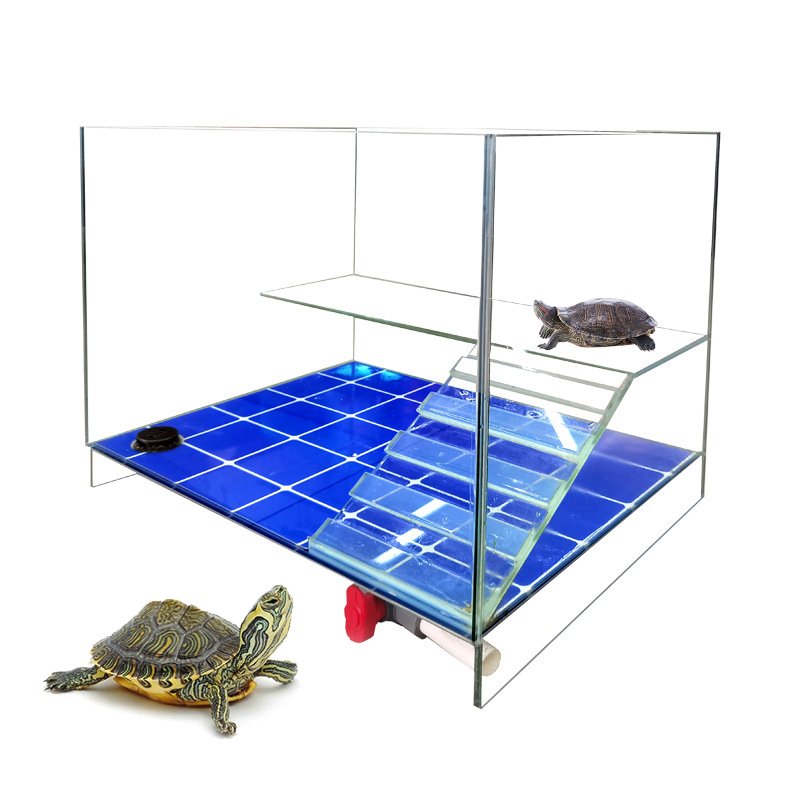 custom Transparent Eco-friendly Reptile Terrarium fish tank aquarium with Basking Platform high clear glass Turtle Tank