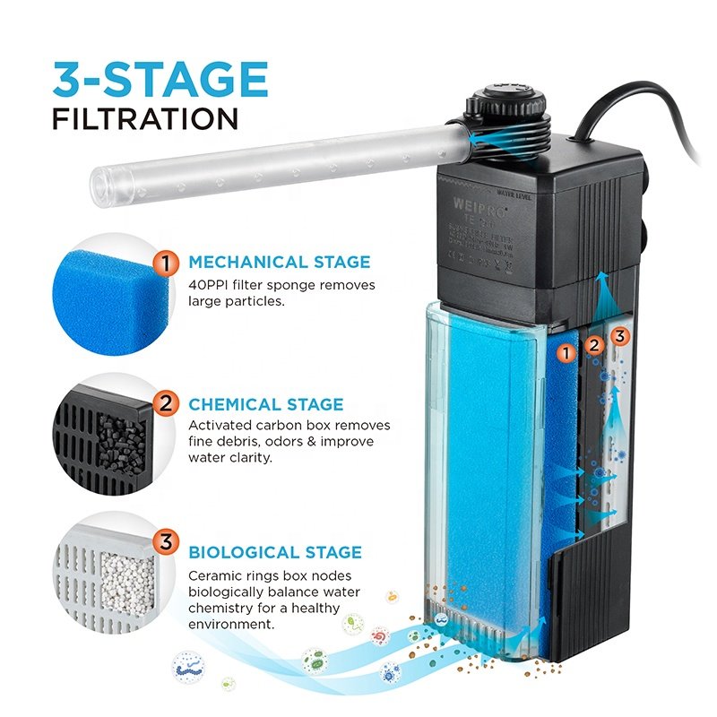 Factory Wholesale Submersible 4W/7W Plastic Aquarium Filter Pump Adjustable Water Flow Small Internal Fish Tank Filter