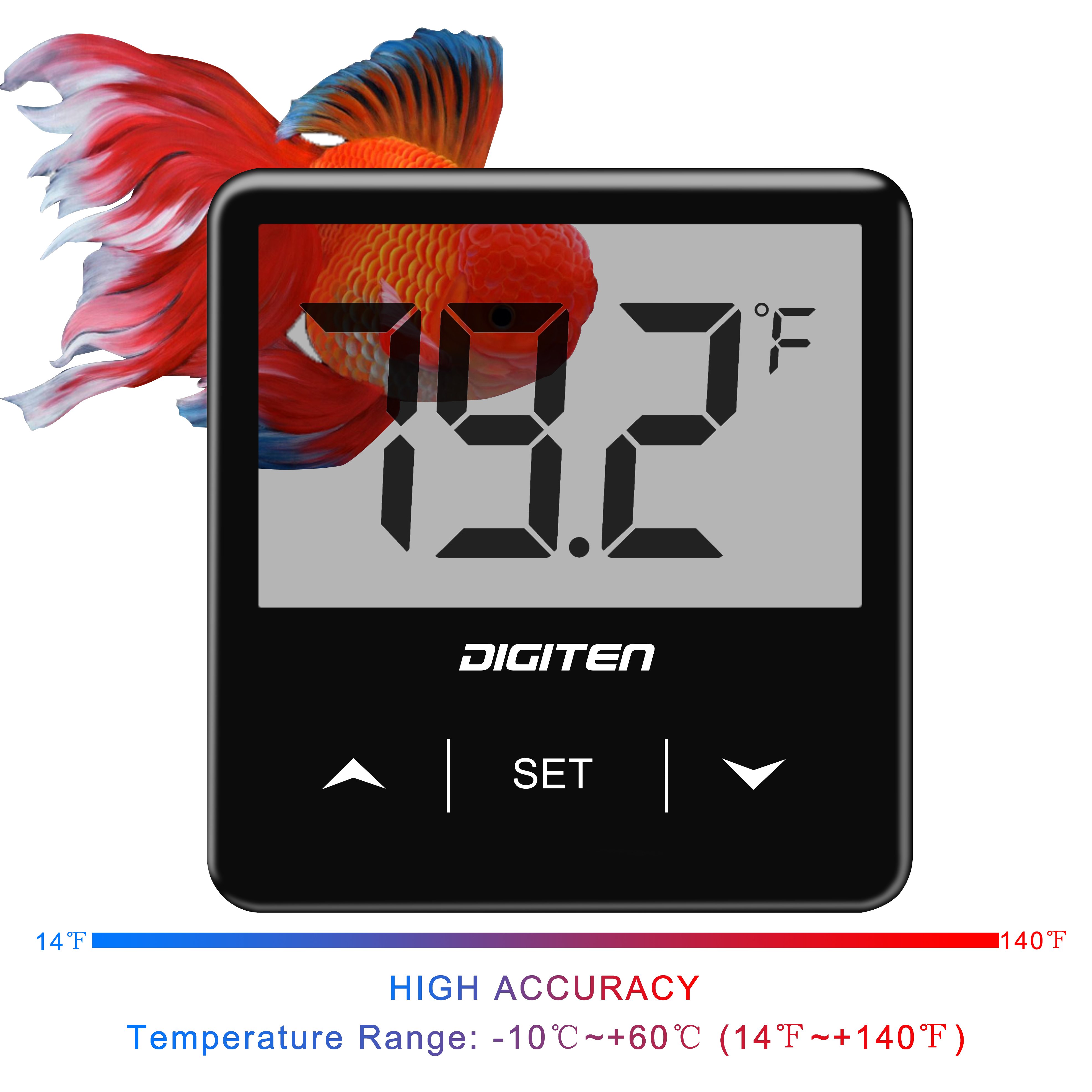 Large LCD Display with Temperature Sensor Stick On Aquarium Thermometer Fish Tank Thermometer