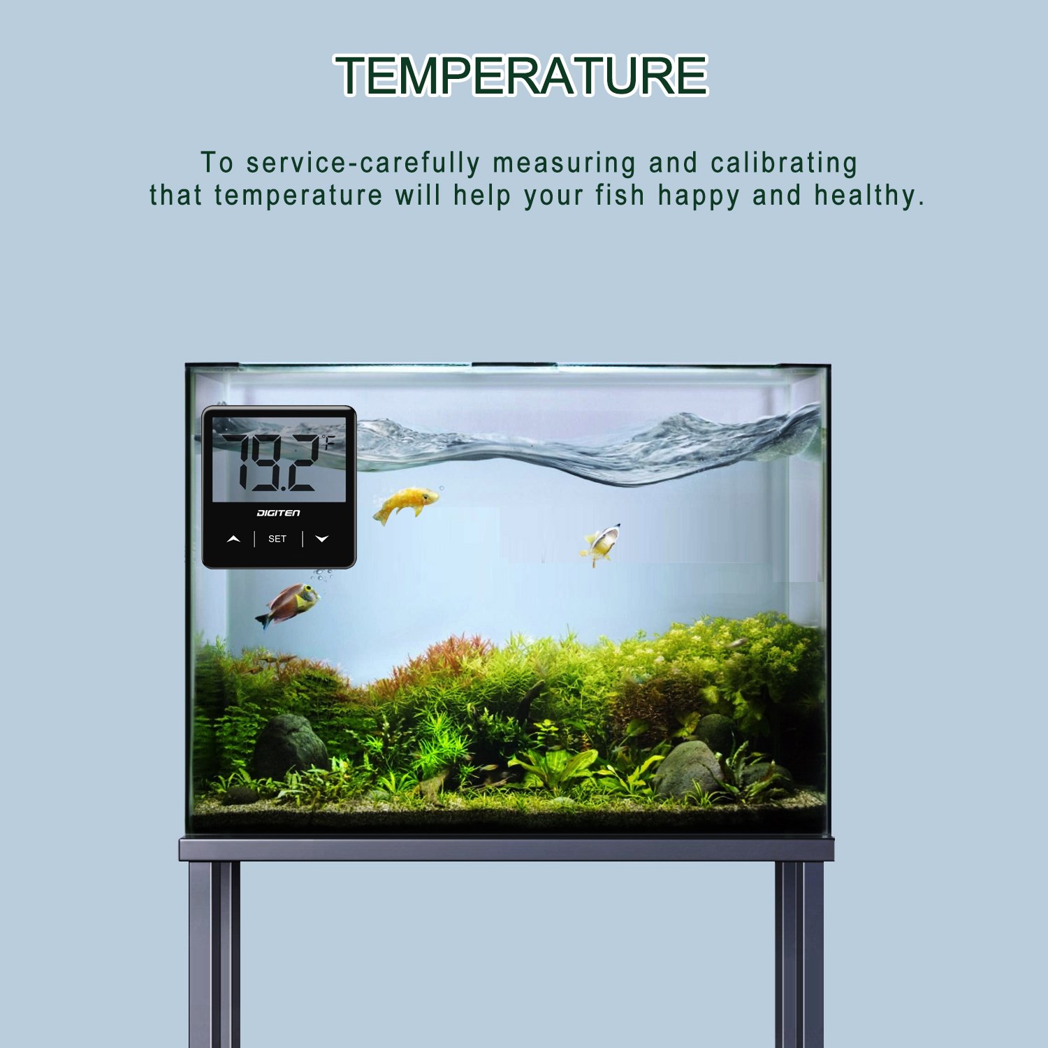 Large LCD Display with Temperature Sensor Stick On Aquarium Thermometer Fish Tank Thermometer
